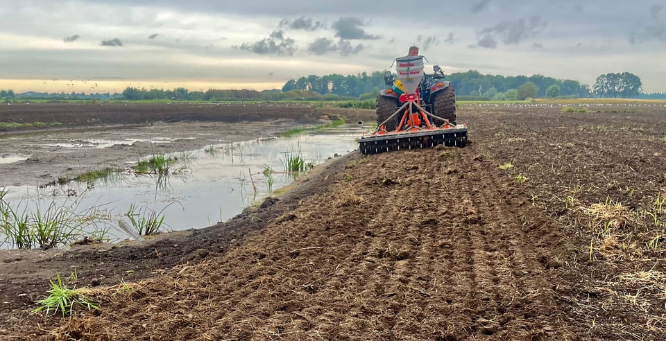 Kruidenrijkgrasmengsel wordt ingezaaid