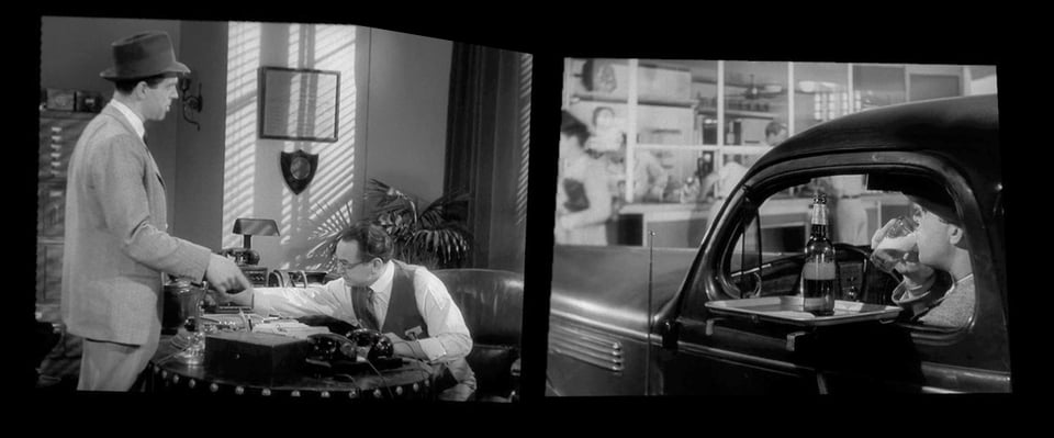 photos of scenes from the movie Double Indemnity