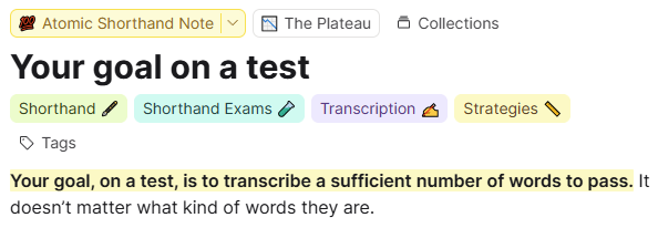 Your goal on a test quote