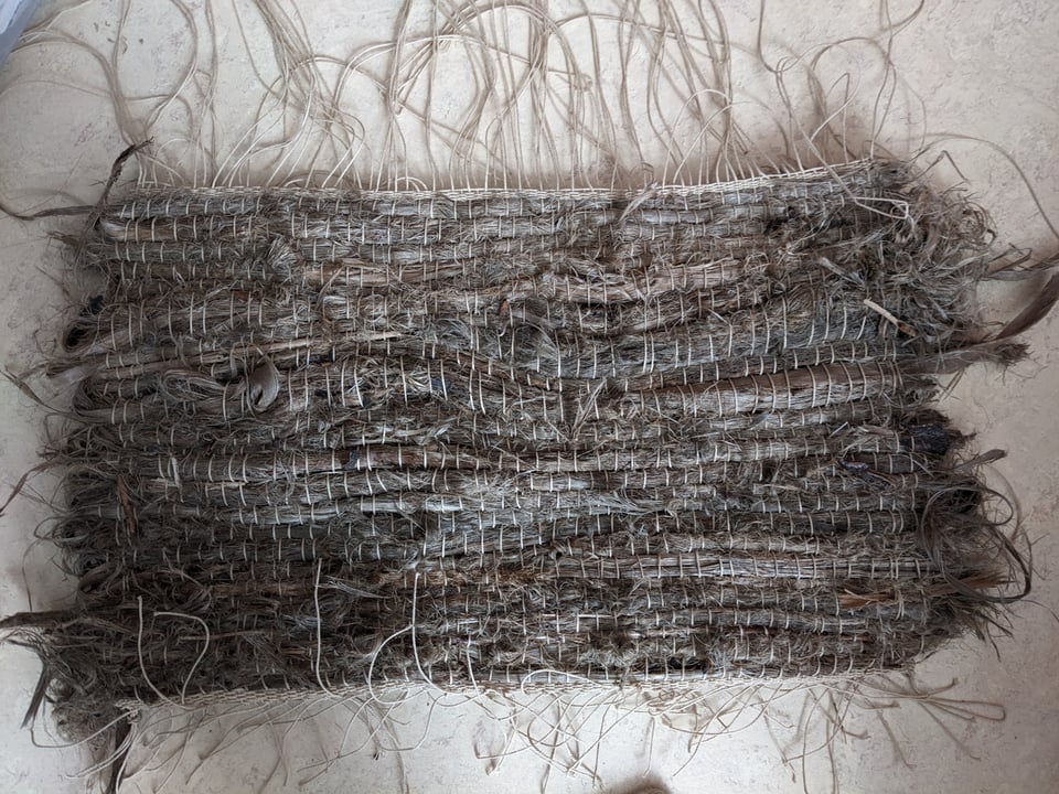 Weaving made from bark fiber