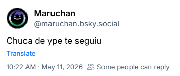 Post de Maruchan (@maruchan.bsky.social): Chuca de ype te seguiu