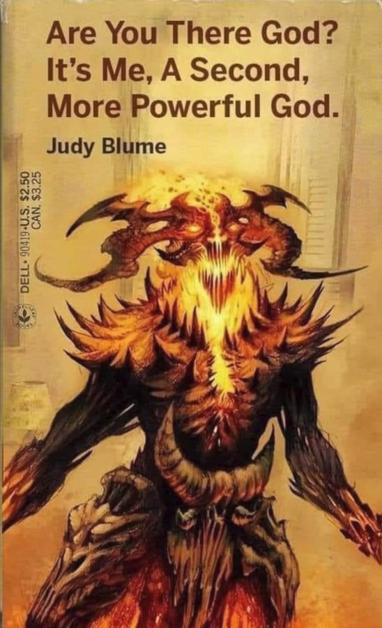 An image of a paperback book. The front cover art is a gnarly looking demonic figure with lots of pointy spiky bits. The title of the book is