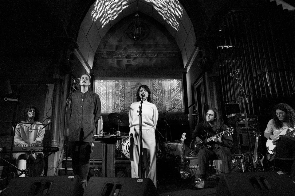 Ruth Garbus Alive People record release show Brattleboro Stone Church elie mcafee-hahn, Julia Tadlock, Nick Bisceglia, Julie Bodian. by Ezra Distler.