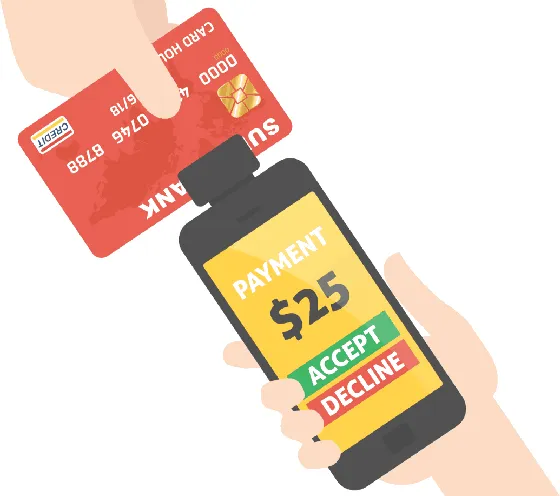 a hand holding a credit card and a smartphone