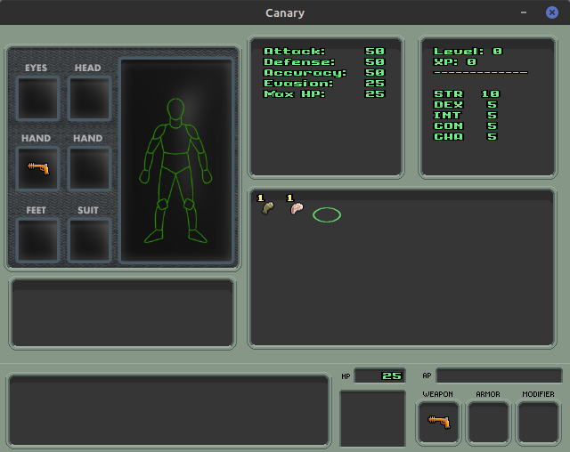 Somewhat re-worked character screen with inventory