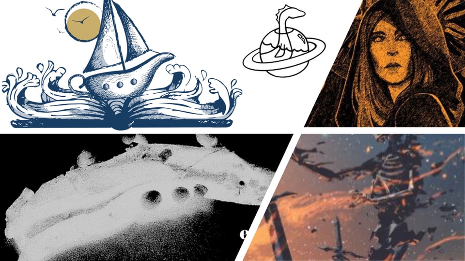 a collage of images related to the stories featured in the Feb 2025 Short Story Rex