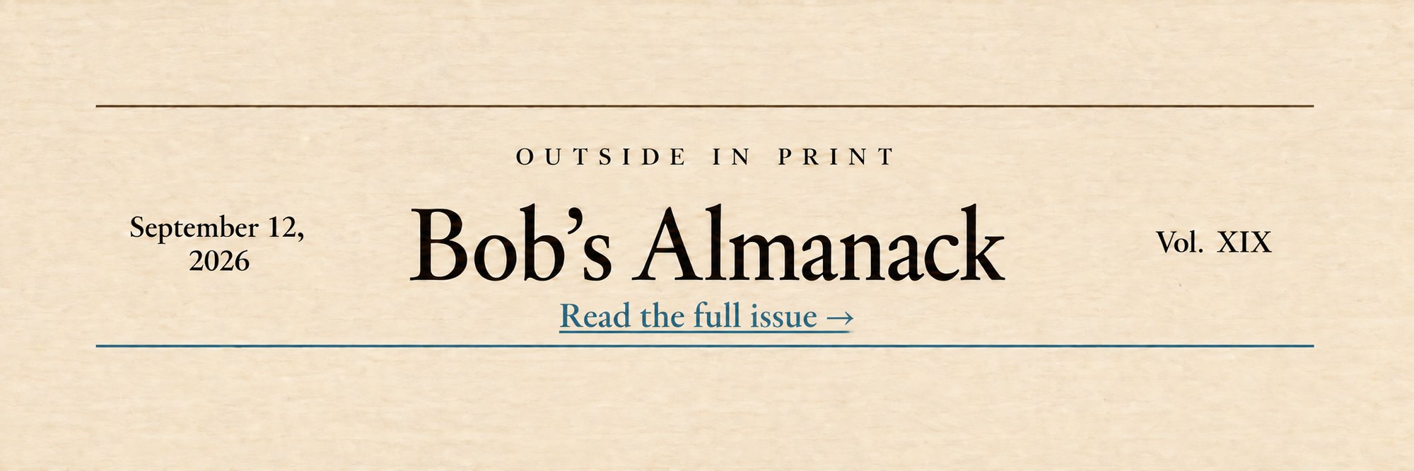 Bob's Almanack, September 12, 2026