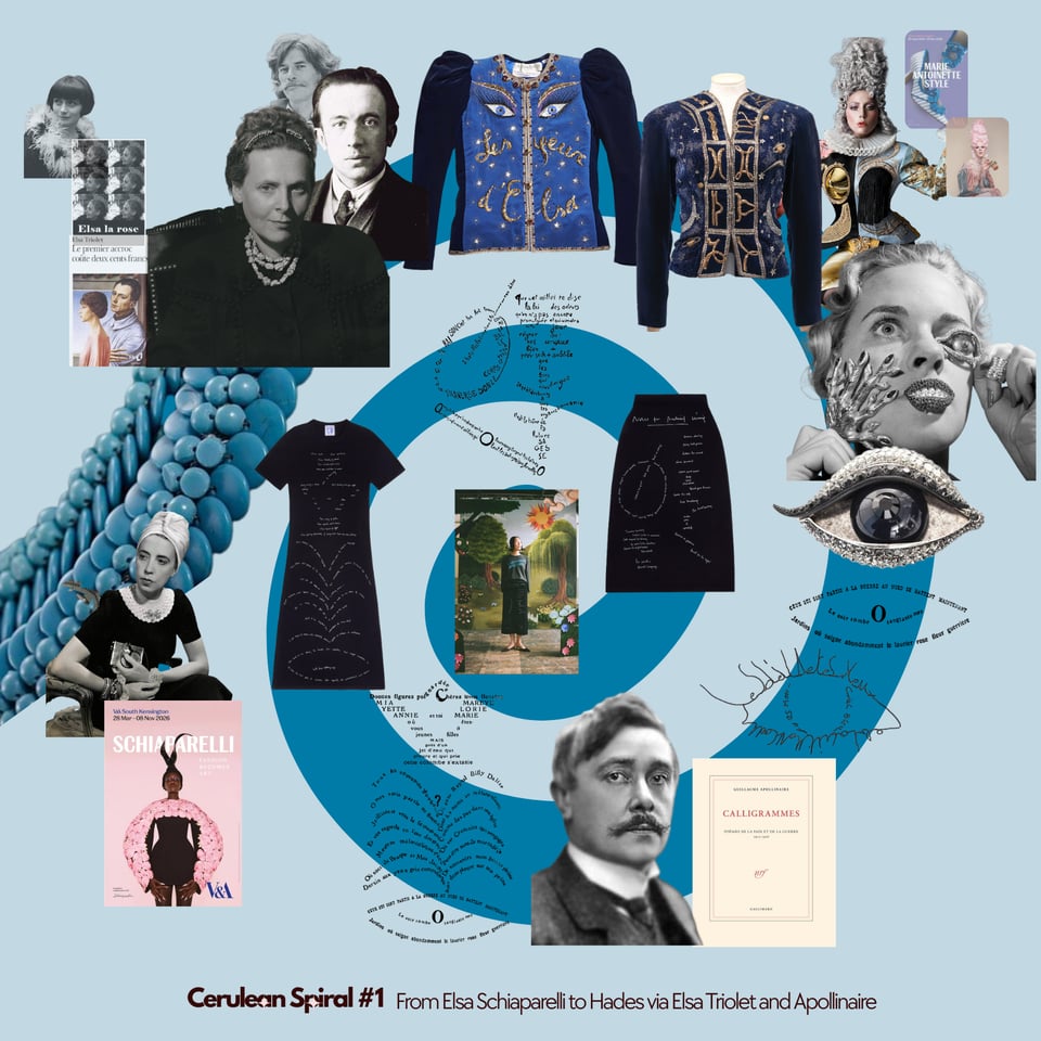 Cerulean Spiral #1: From Schiaparelli to HADES via Elsa Triolet and Apollinaire