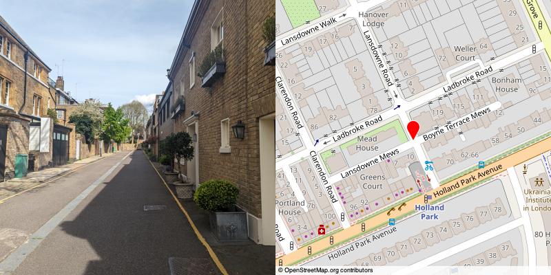 A picture and map of the mews