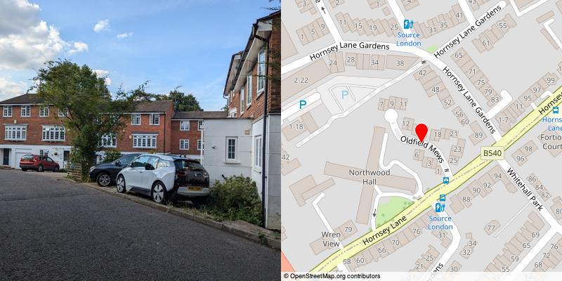 A picture and map of the mews