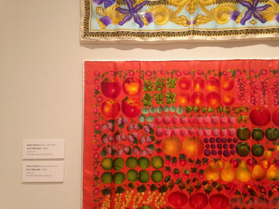 a fruit themed Gucci scarf at the phoenix art museum