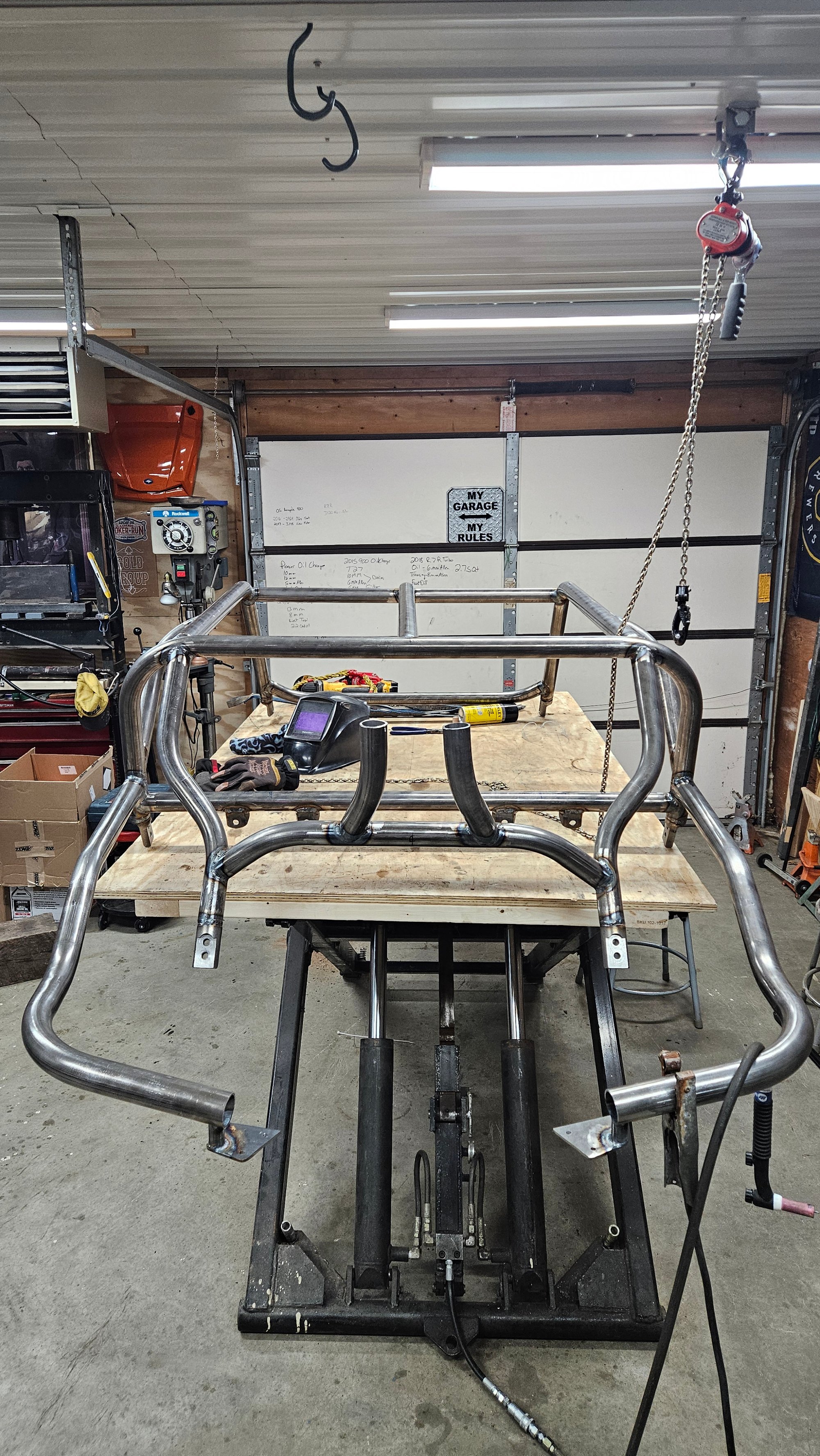 Roll cage being built
