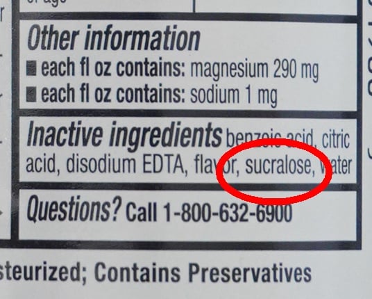 Inactive Ingredients. Sucralose is circuled