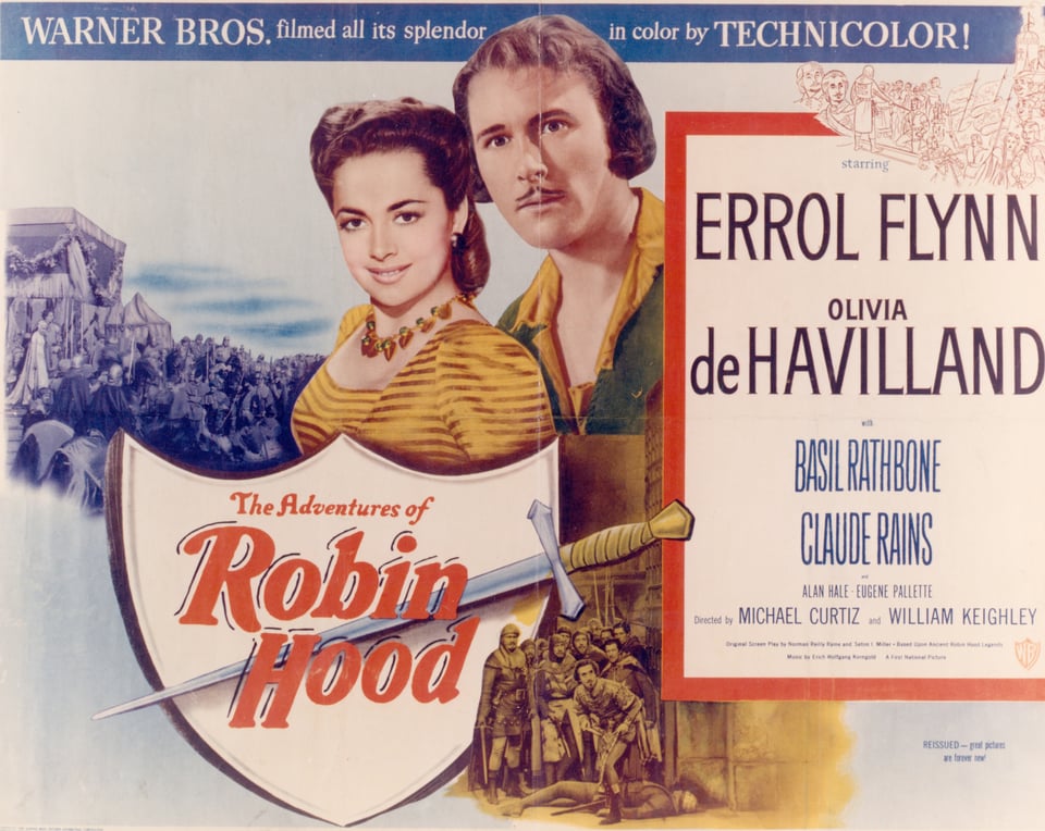 Quad poster for "The Adventures of Robin Hood."