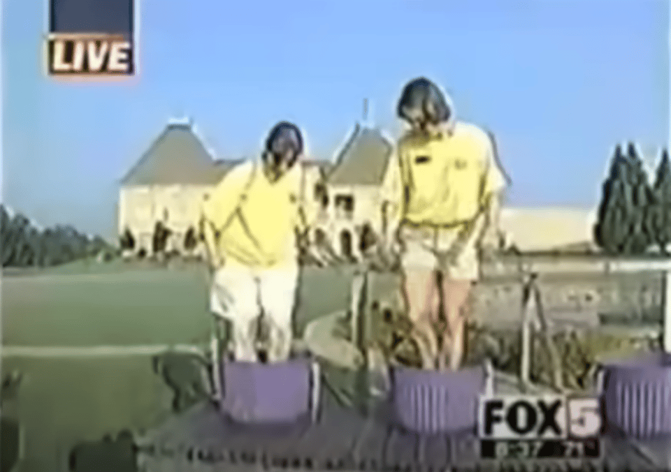 AAAUUGHHOOOFUUUUGGHHHOOHH (A screencap from the iconic "Grape lady falls", two people on a platform stomping grapes in a bucket))