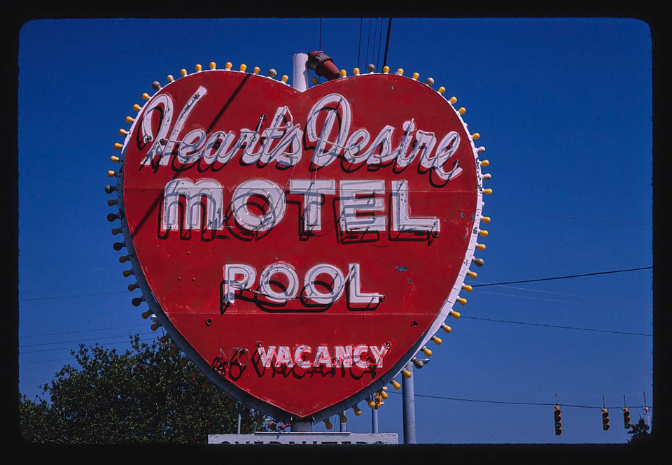 a big red heart, Heart's Desire motel pool (no) vacancy