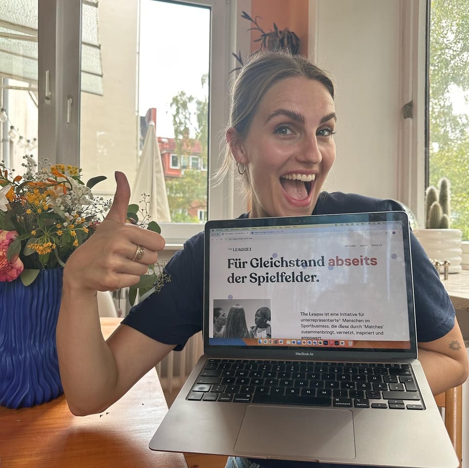 A photo of Ann-Kristin Brandt showing the new website