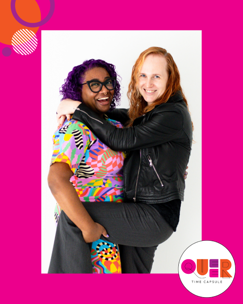 Portrait of Patricia and Nicole being silly