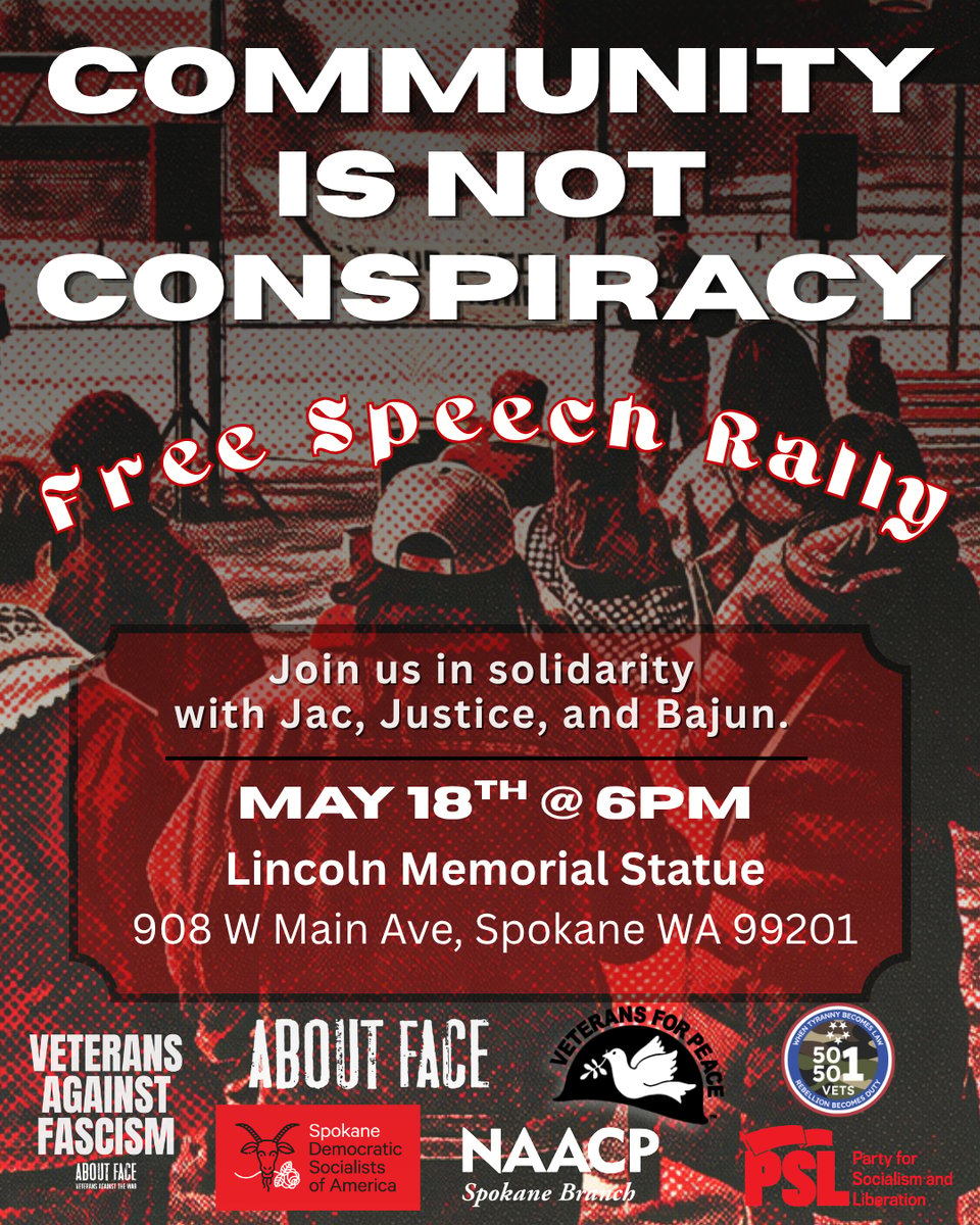 RALLY FOR THE SPOKANE 3 AND OUR FREE SPEECH RIGHTS TODAY!