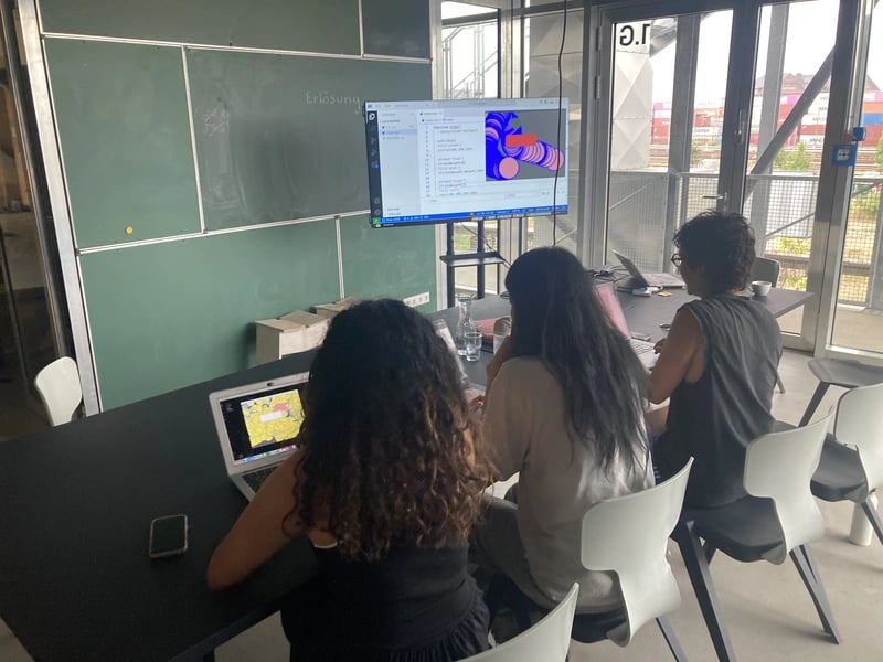 L5 workshop at ZK/U with 3 people working on laptops