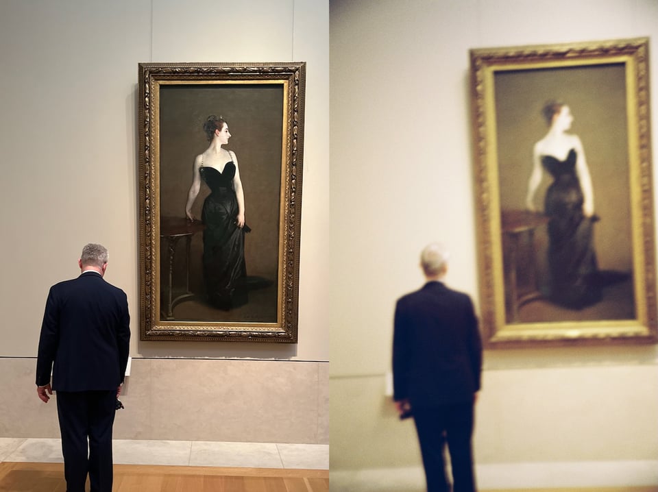 Two images. (l-r) iPhone, Samsung 105GL 35mm. Taken at the Met in New York.