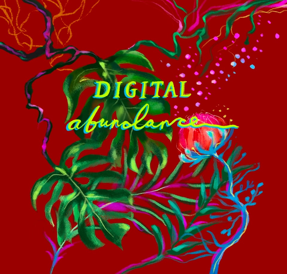 digital abundance header with plants