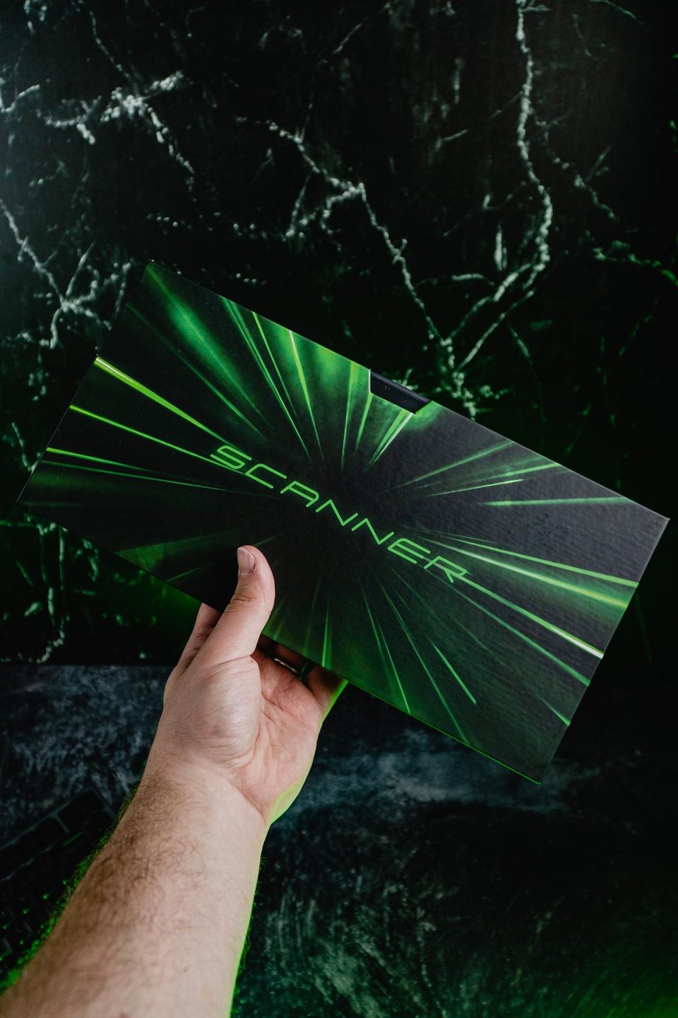 Scanner packaging photographed by Captain Sterling