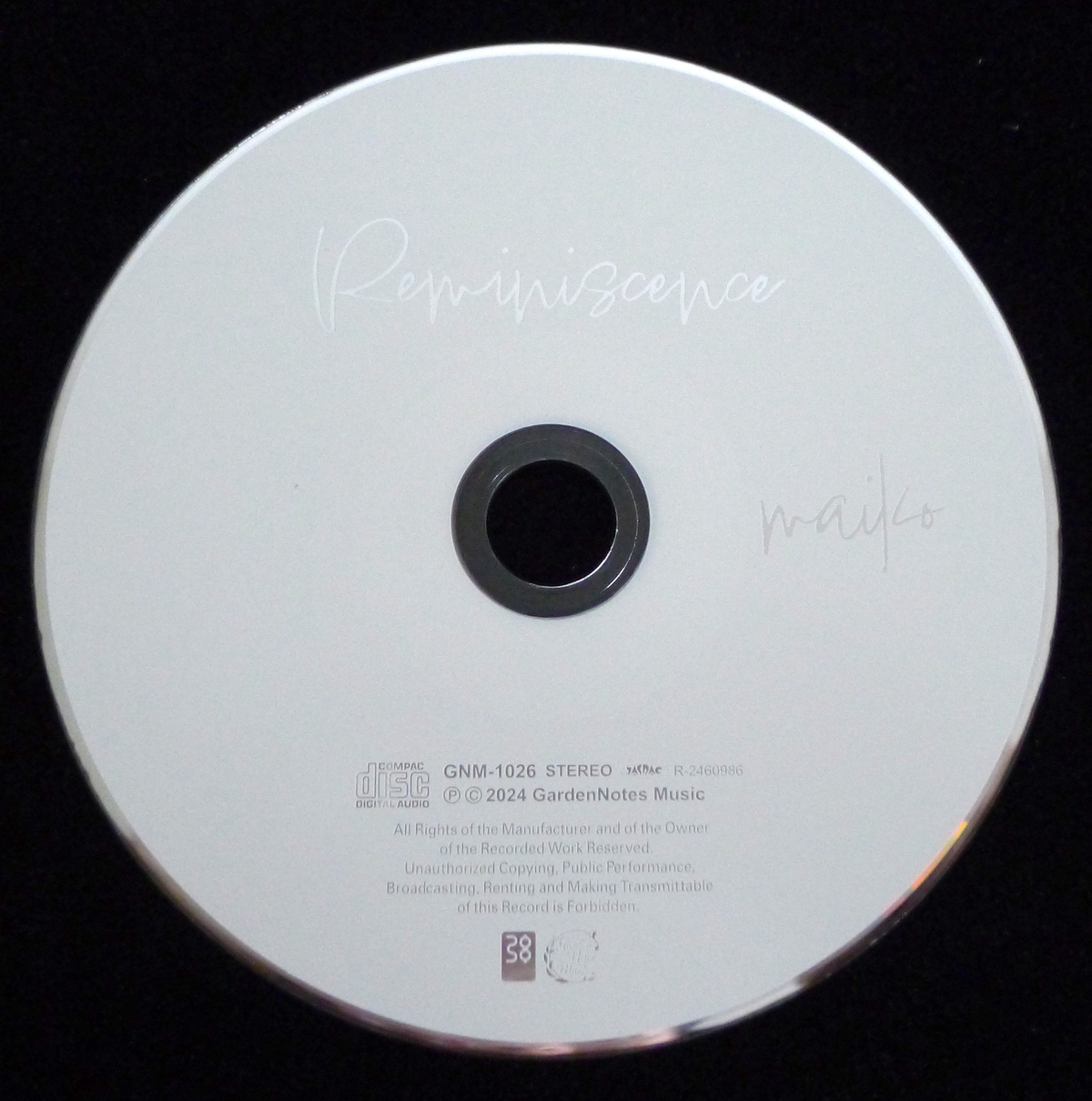 Disc of CD “/Reminiscence/” by maiko