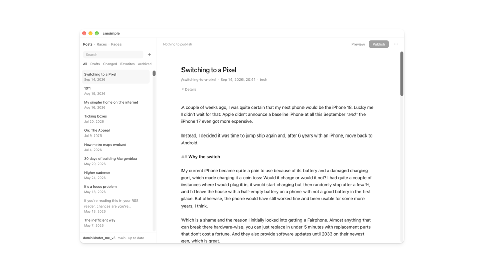 A look at my minimal CMS