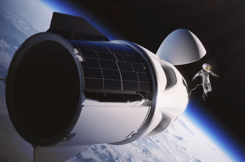 SpaceX rendering of the Polaris Dawn space walk.
