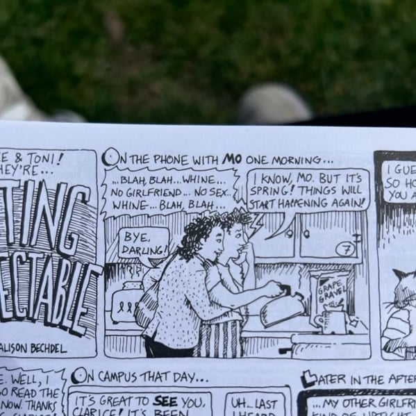 Mo from Dykes to Watch Out For whines about having no girlfriend and no sex