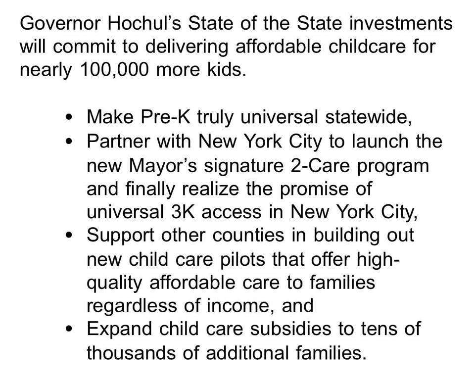 Hochul joins the Mamdani Childcare Parade.