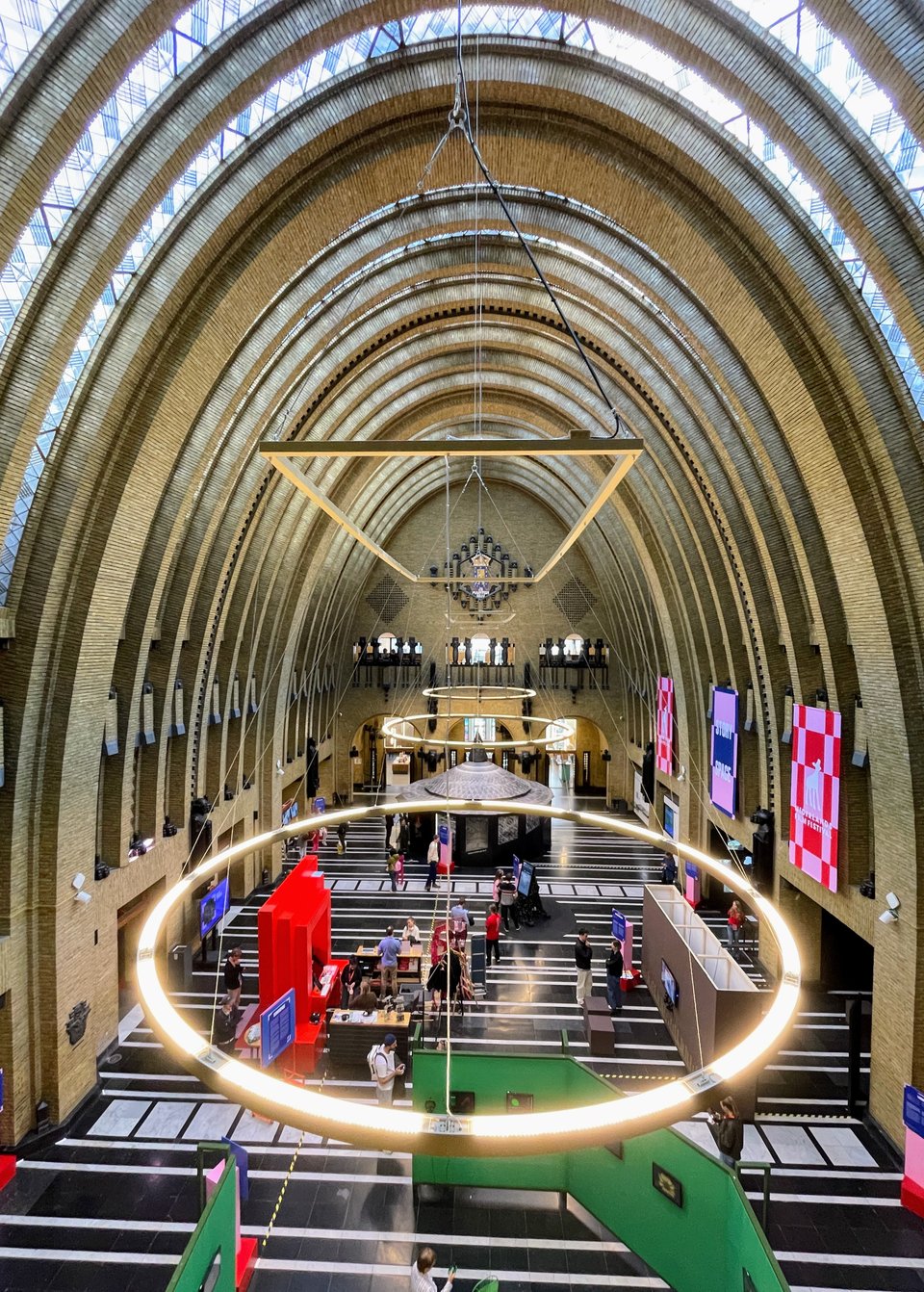 The upper interior of the Utrecht Library which previously was the Post Office. It looks almost like a cathedral in shape.