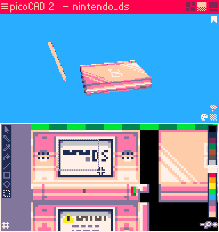 Demonstrating the marquee tool in picoCAD 2.