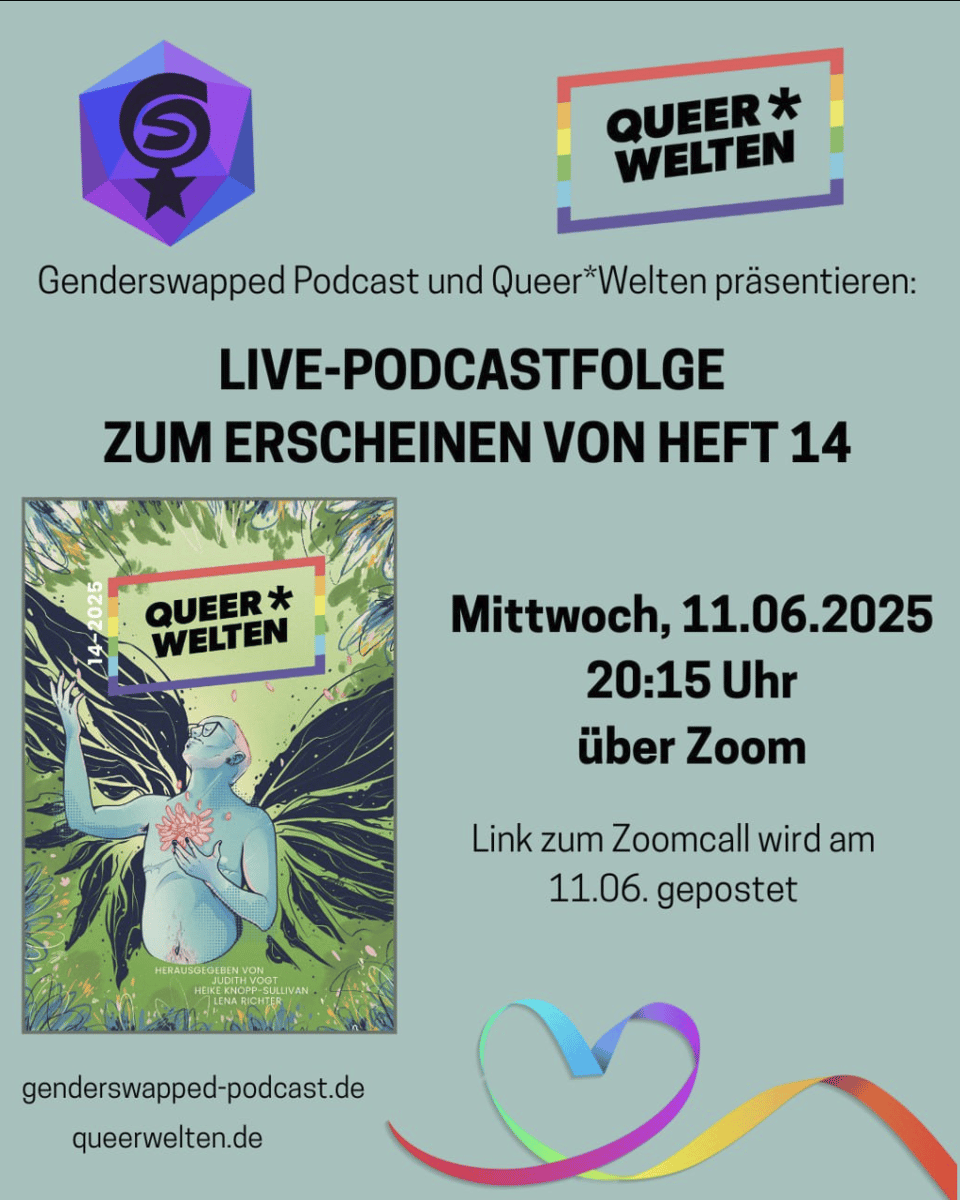 Ankündigungsgrafik mit dem Cover von Queer*Welten 14