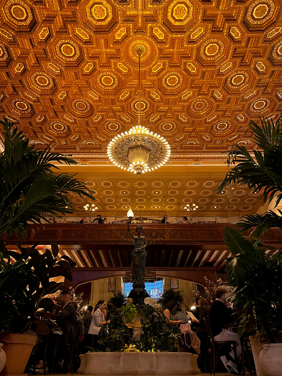 the ceiling of a restaurant