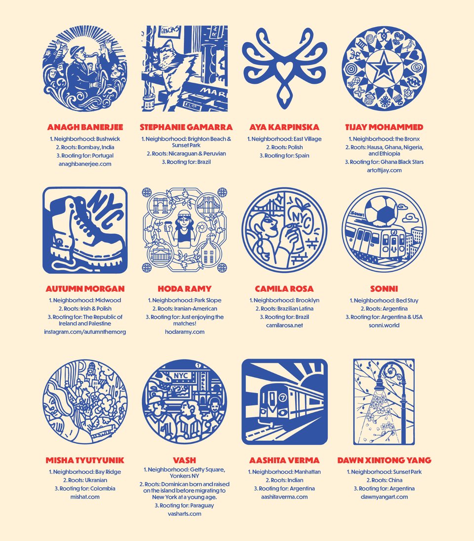 NYC stamp artists - typeset in Dunbar