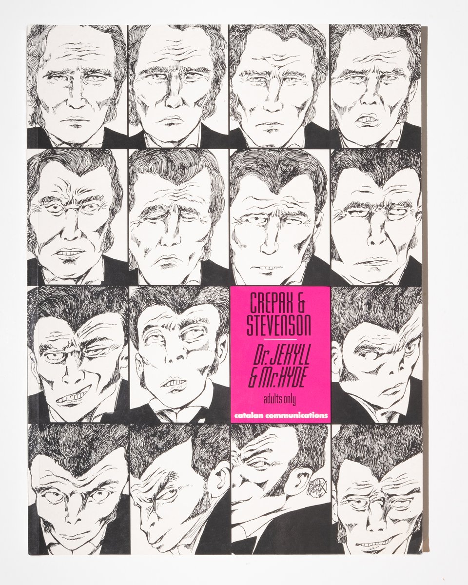 "Dr. Jekyll & Mr. Hyde" by Guido Crepax. The cover is a four by four grid of panels that shows the transformation into Mr. Hyde