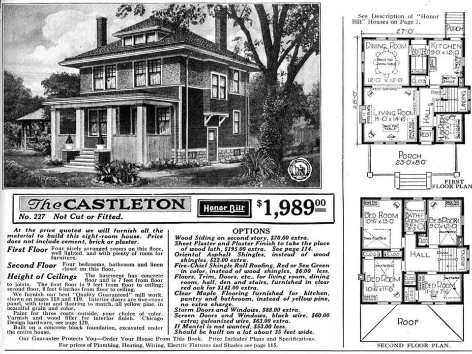 Ad for a Sears Kit House, $1989, two floors