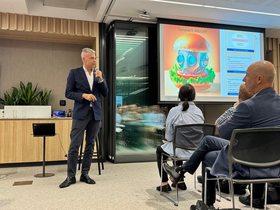 Mark Pesce launches 'De-Risking' AI at the Australian Computer Society, 18 April 2024, picture credit Drew Smith