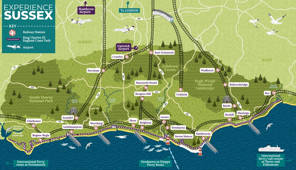 A map of Sussex from Experience Sussex