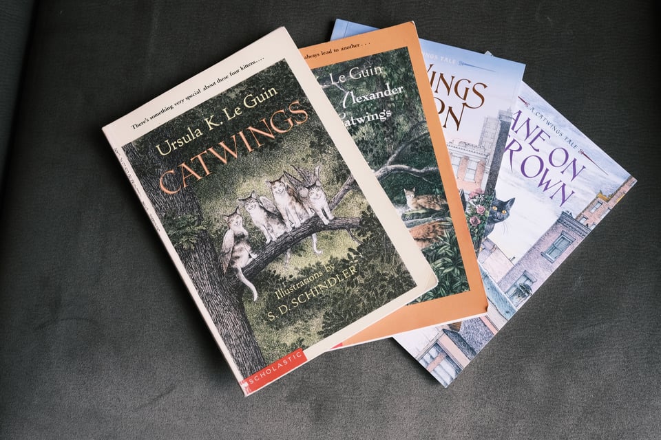 Catwings books spread out in a fan