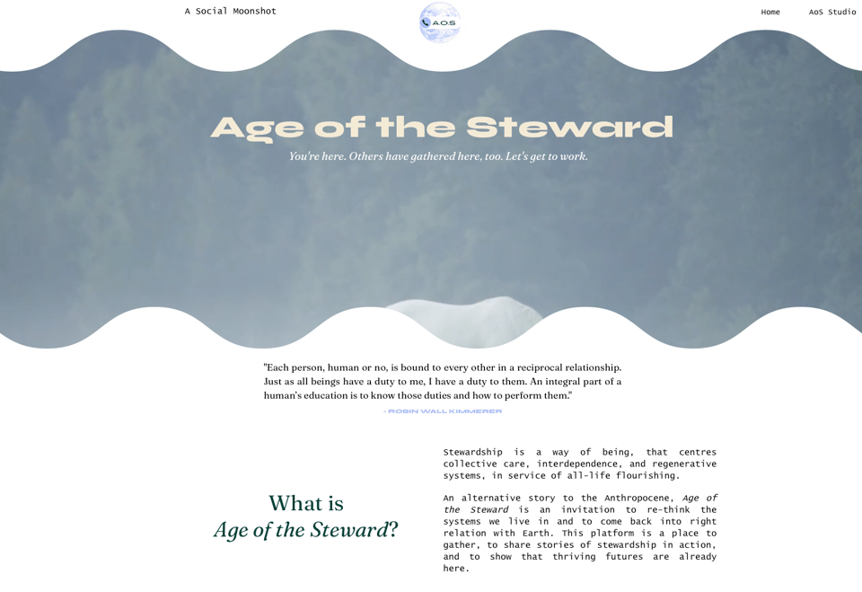 The web page for Age of The Steward