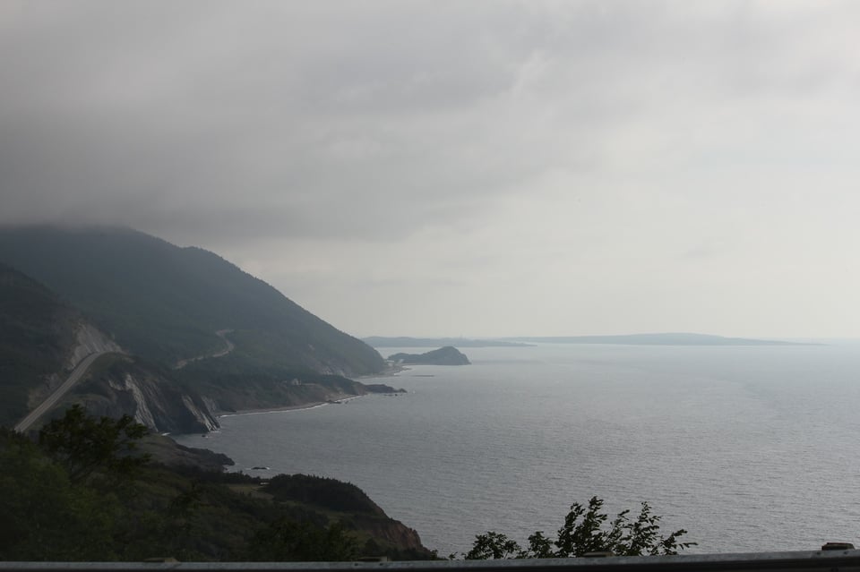 Cabot Trail, Cape Breton, photo of rolling hills over looking the Atlantic coastline