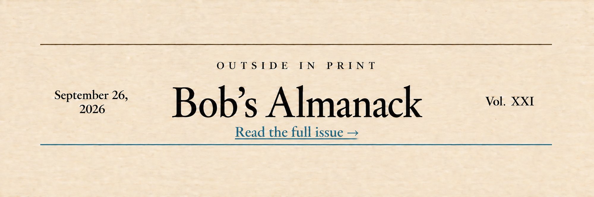 Bob's Almanack, September 26, 2026