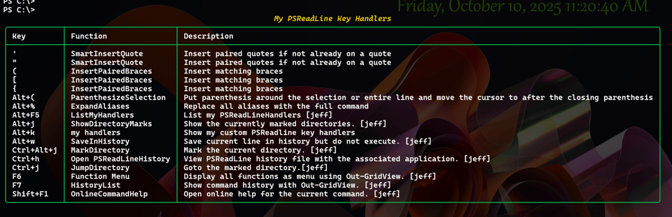 My custom PSReadline key handlers
