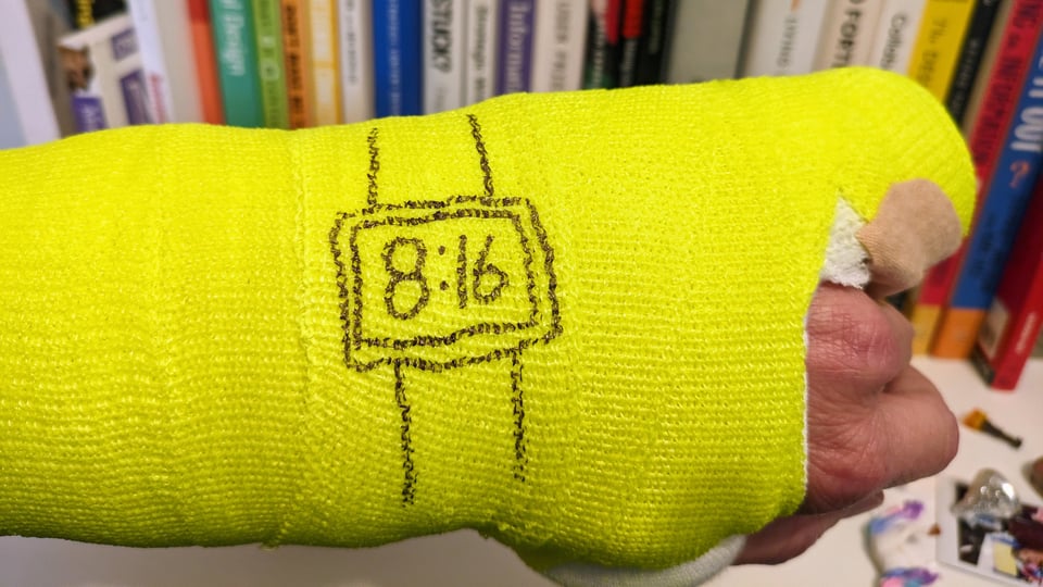 a hand with a bandage on it