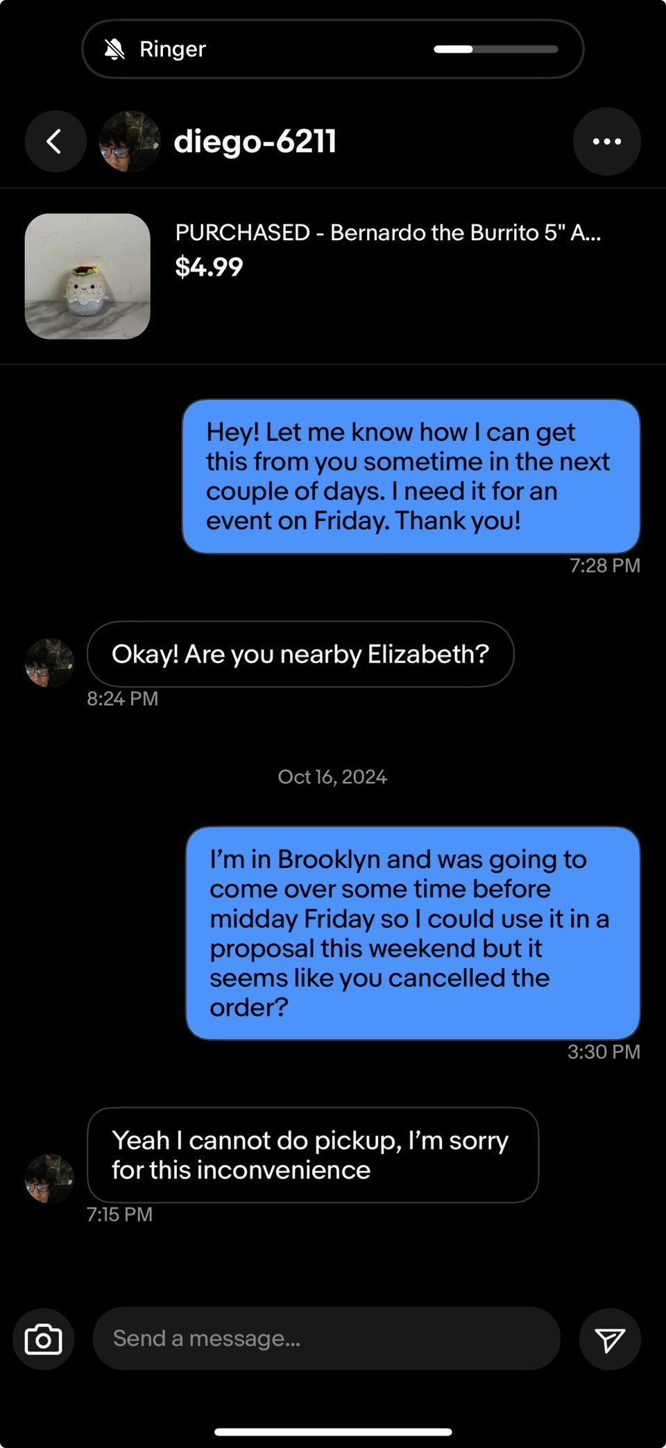 a guy on ebay cancelling my order for ??? reasons