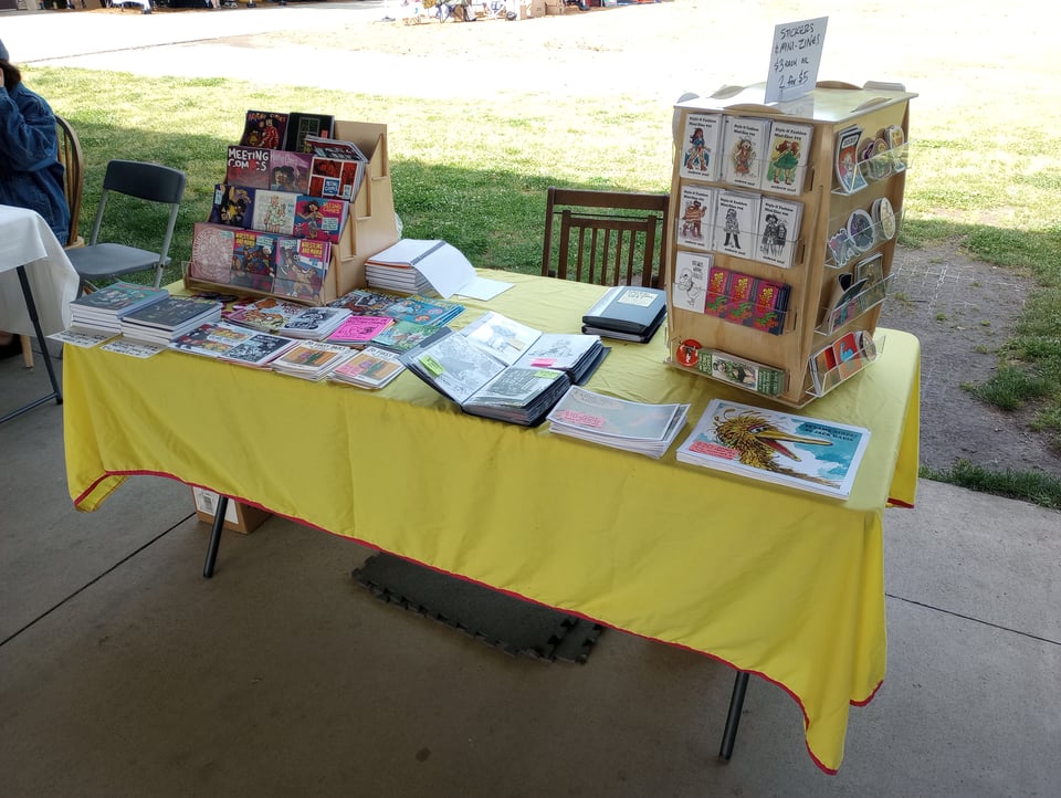 my table setup at Chboro Zine Fest