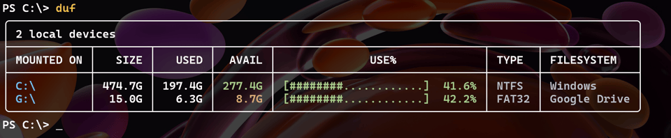 Using duf